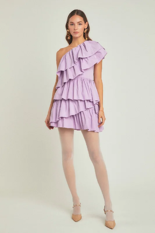 One-Shoulder Ruffled Mini Dress