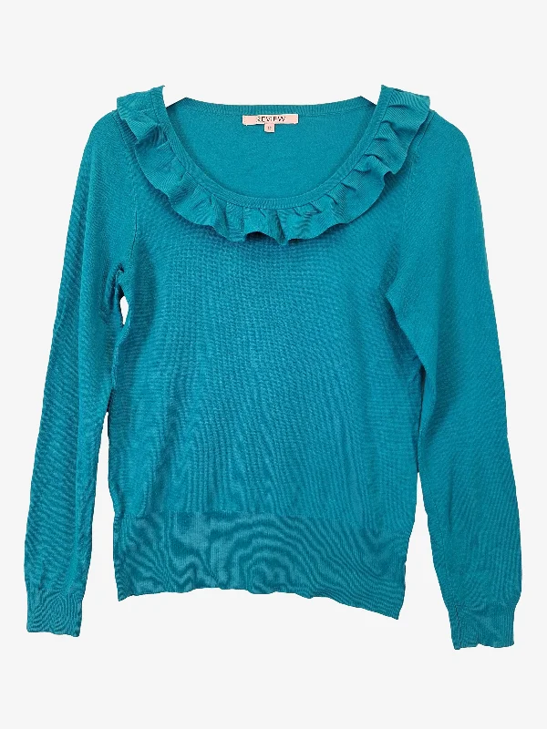 Review Deep Teal Ruffle Cosy Knit Jumper Size 10