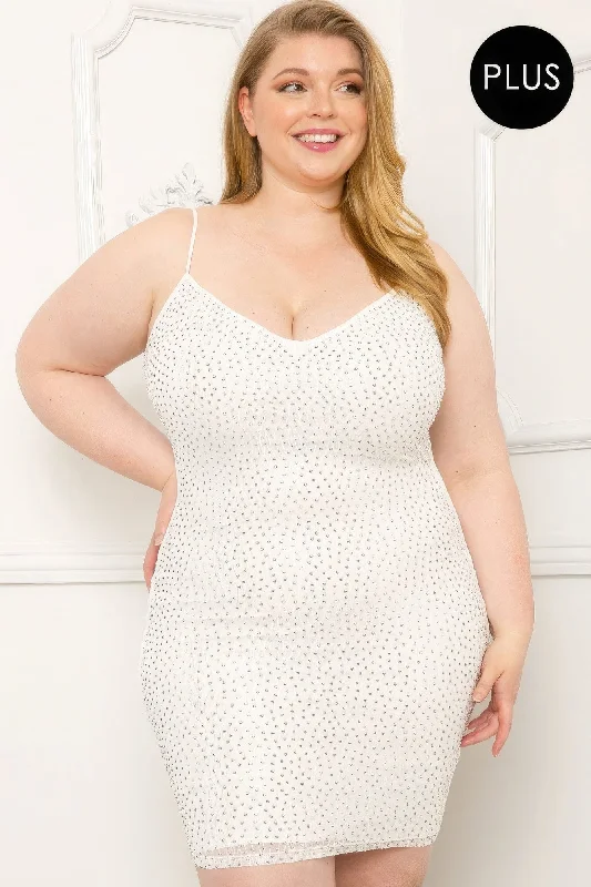 Rhinestone Body Plus Size Mini Dress