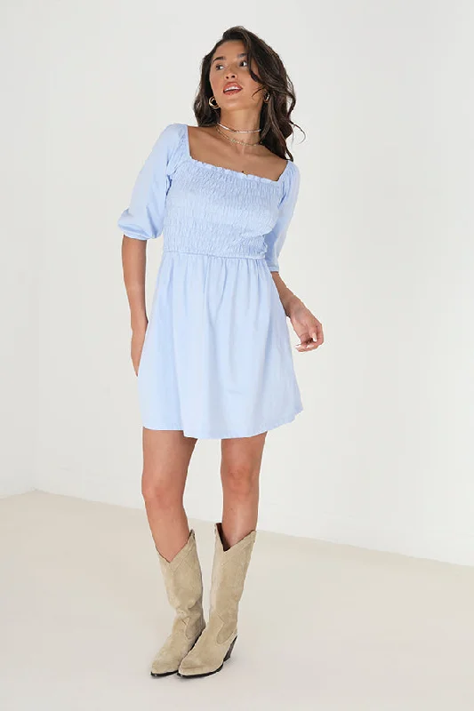 RUCHED BODY HALF SLEEVE MINI DRESS