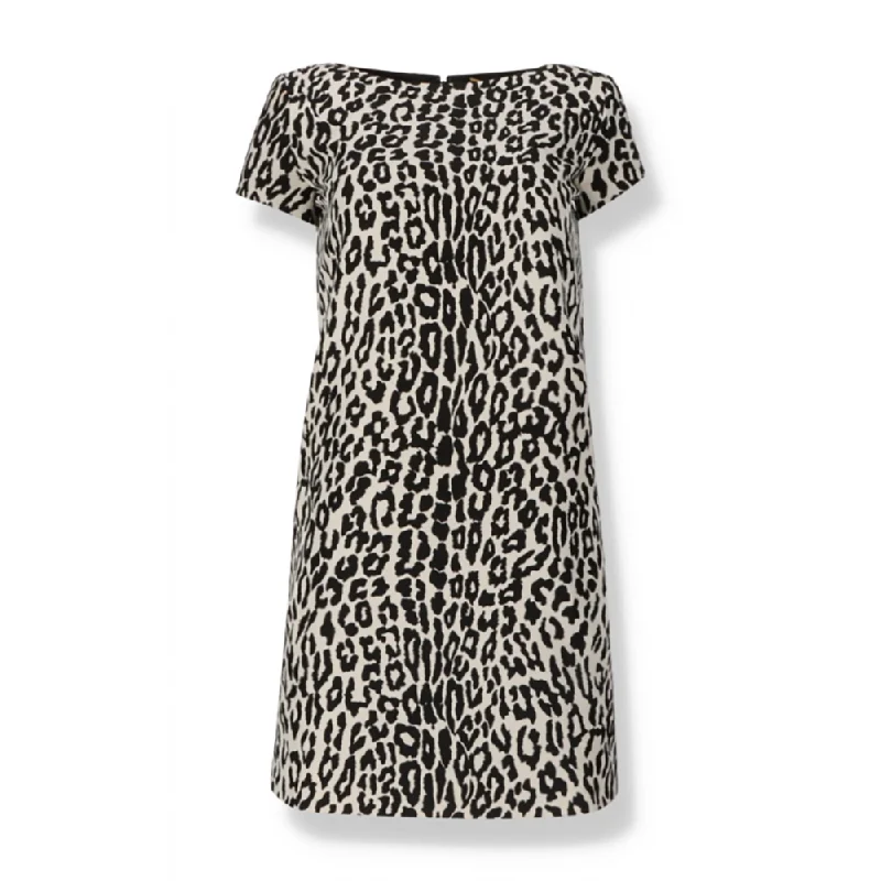 Saint Laurent Women's Babycat Leopard Print Mini Dress in White