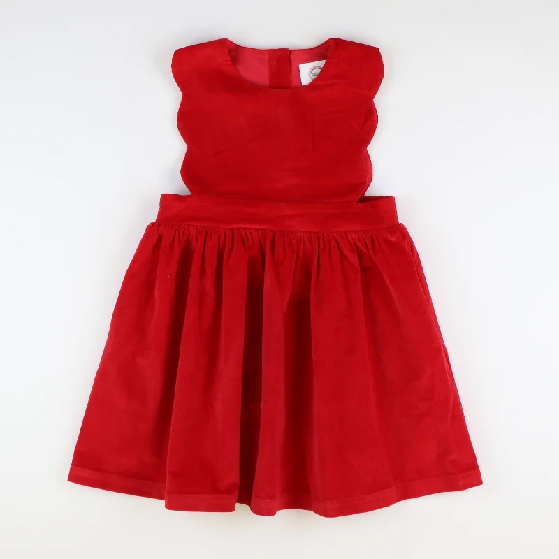 Scalloped Corduroy Jumper - Holiday Red