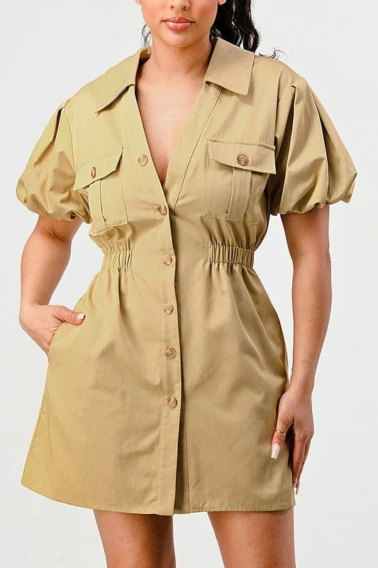 Trendy Safari Casual Mini Dress