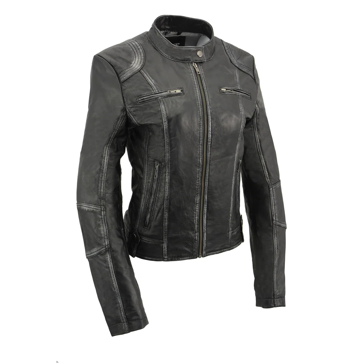 Women's Black Sheepskin Scuba Style Fashion Leather Jacket