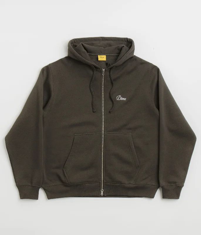 Dime Cursive Zip Hoodie - Vintage Black