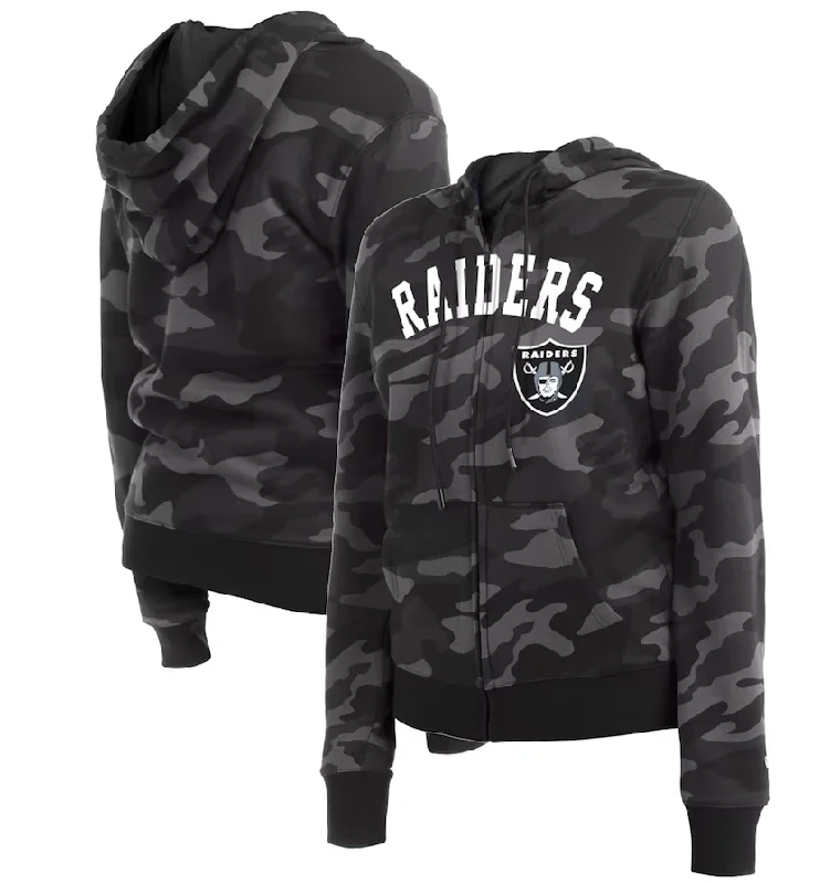 Las Vegas Raiders New Era Women's Camo Full-Zip Hoodie - Black