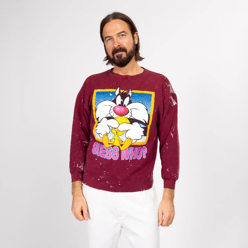 Medium 90s Sylvester & Tweety Bird Paint Splattered Sweatshirt