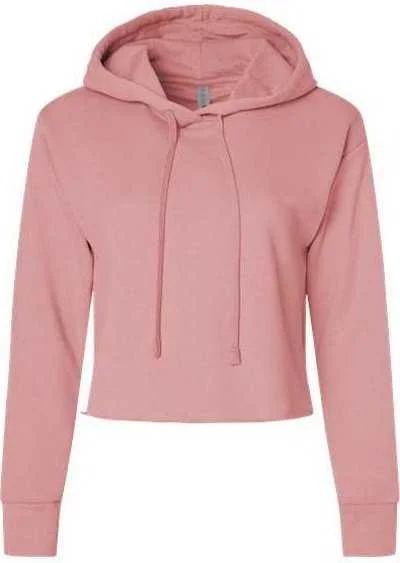 Next Level 9384 Women's Laguna Sueded Raw Edge Crop Hoodie - Desert Pink