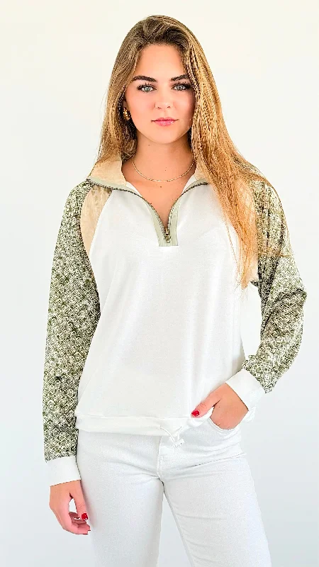 Patchwork Charm Quarter-Zip Sweatshirt