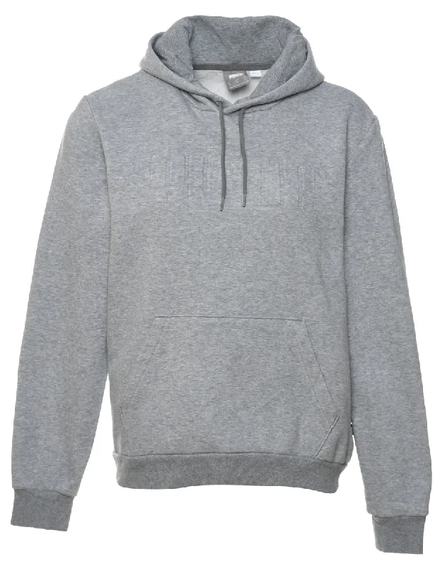 Puma Light Grey & White Hooded Sweatshirt - M