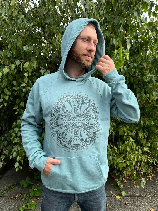 Gaia Hoodie - Organic Cotton Medium Weight Fleece Geometric Nature Graphic Pullover