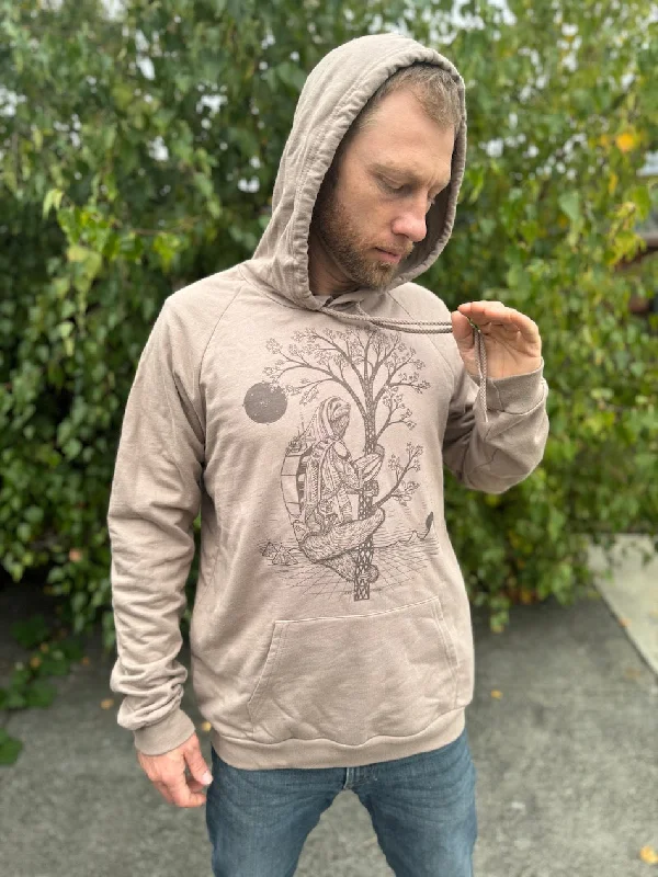 Slothstronaut Hoodie - Organic Cotton Medium Weight Fleece Sci-fi Animal Graphic Pullover