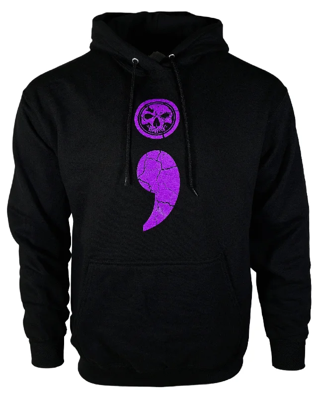 NEW! Semicolon Unisex Black & Purple Hoodie