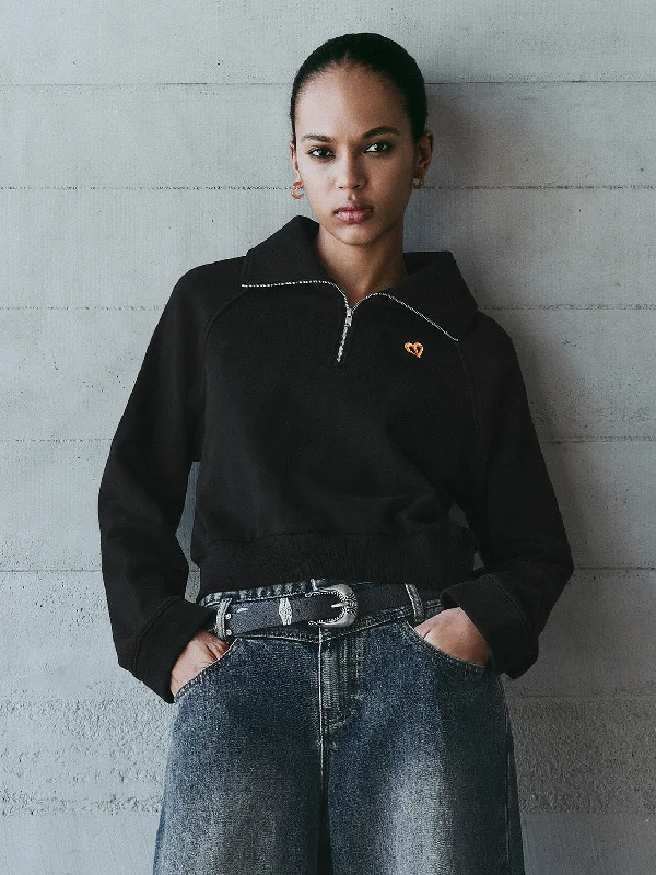 Zip Up Front Loose Sweatshirts