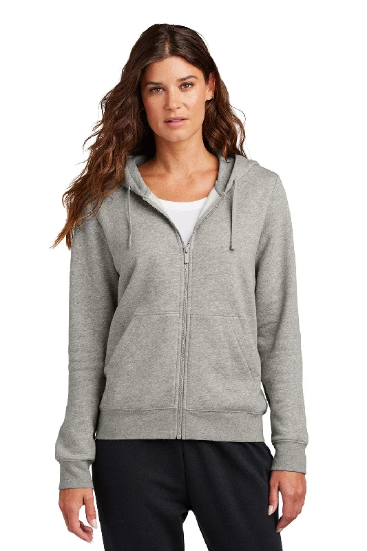 Nike Womens Club Fleece Full Zip Hooded Sweatshirt Hoodie w/ Pockets - Heather Dark Grey - New