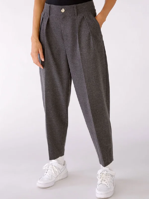 Oui Slim Leg Pants Dark Grey