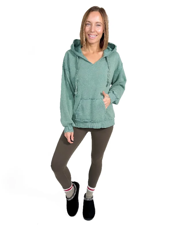 Reggie Distressed Hoodie- SAGE -FINAL SALE