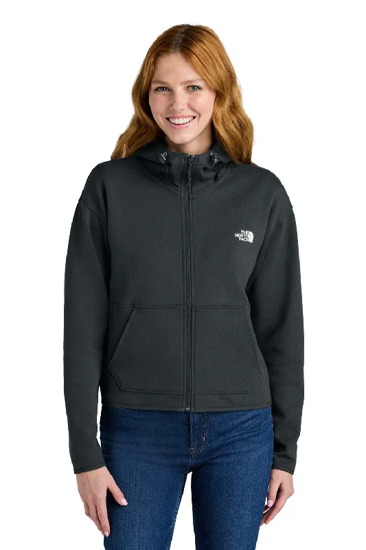 The North Face Womens Double Knit Full Zip Hooded Sweatshirt Hoodie w/ Pockets - Asphalt Grey - New