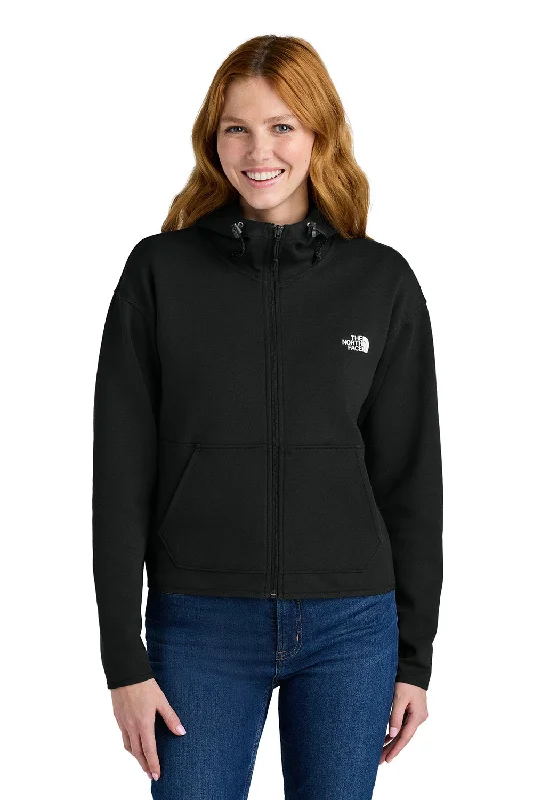 The North Face Womens Double Knit Full Zip Hooded Sweatshirt Hoodie w/ Pockets - Black - New