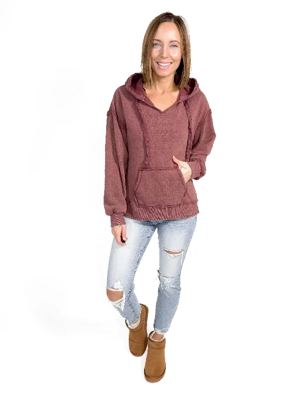 Reggie Distressed Hoodie- MAUVE-FINAL SALE