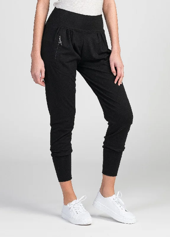 Womens Slouchy Zip Pants - Black