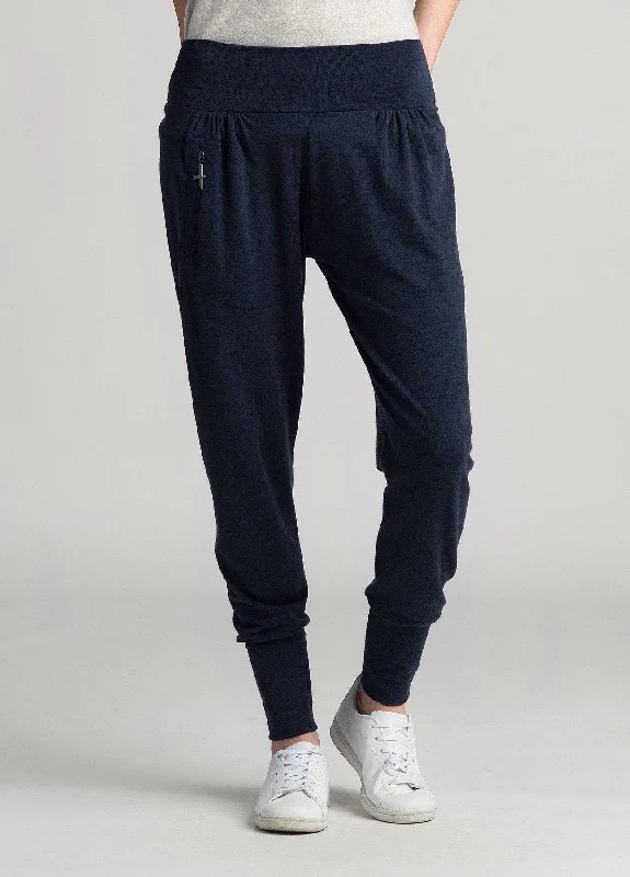 Womens Slouchy Zip Pants - Dark Navy