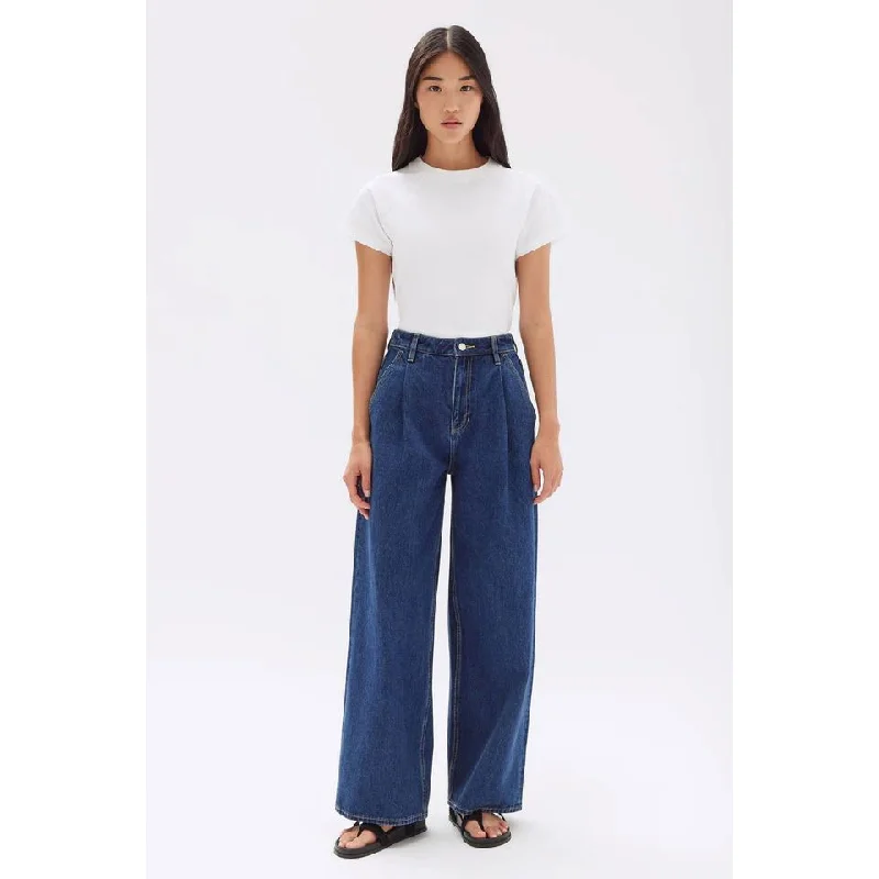 Assembly Label  Slack Pleat Wide Leg Jean - Heritage Blue