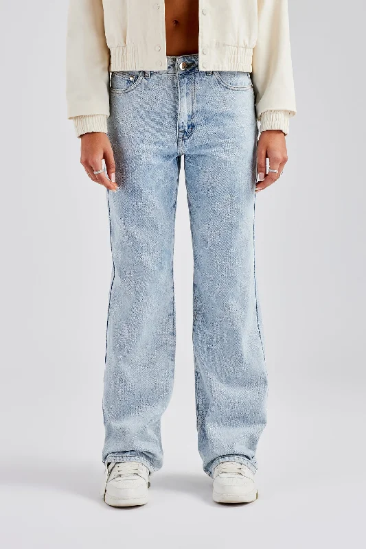 Etched Relaxed Denim Jean - Ice Blue