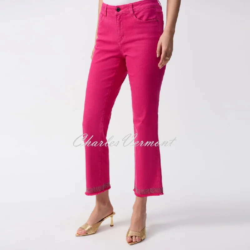 Joseph Ribkoff Cropped Jean With Diamante Frayed Hem - Style 243964 (Geranium)