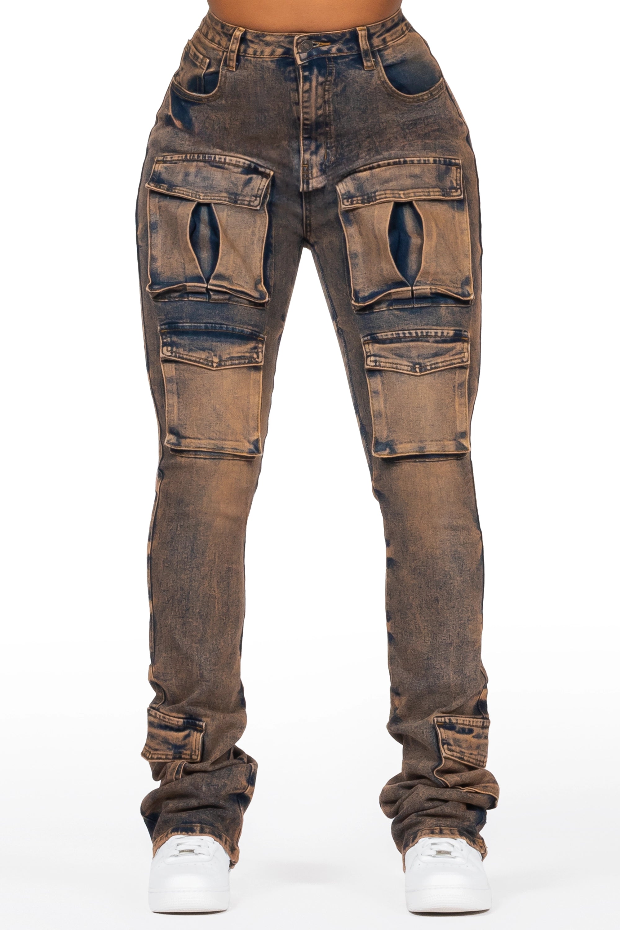 Angella Copper Cargo Super Stacked Jean