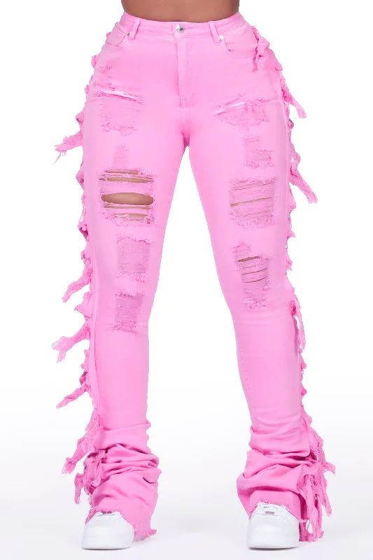 Cataleya Pink Super Stacked Jean