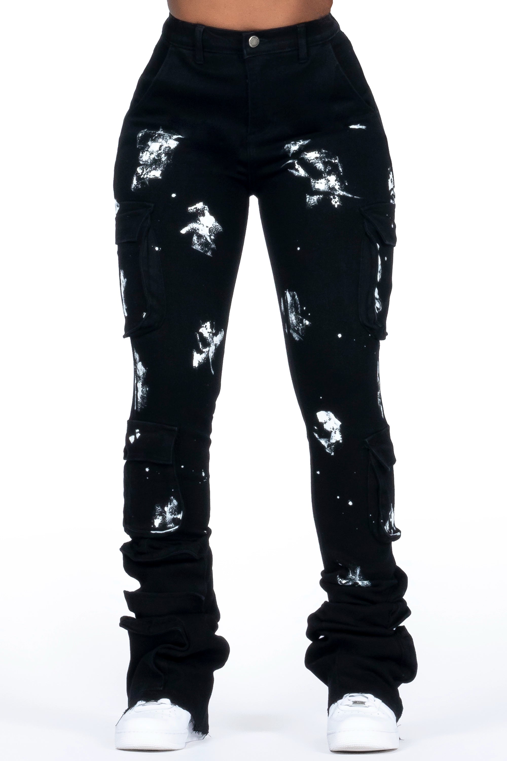 Shondrell Black Painted Super Stacked Jean