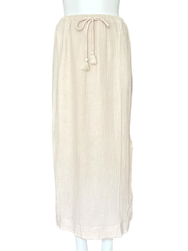 Fringe Side Slit Skirt / Ivory