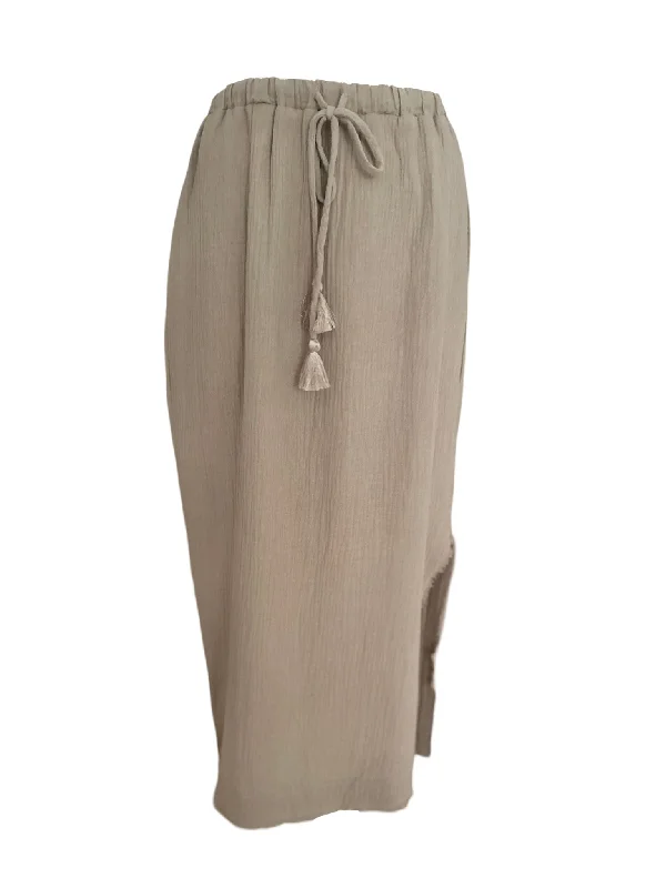 Fringe Side Slit Skirt / Mocha