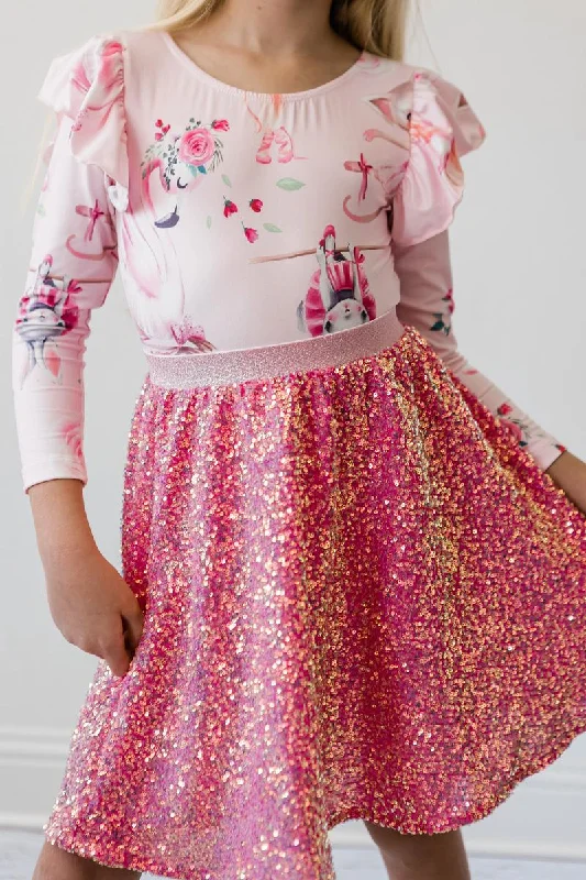 SALE Hot Pink Sequin Twirl Skirt