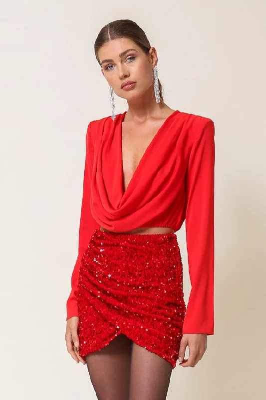 Hurley Sequin Skirt Scarlet