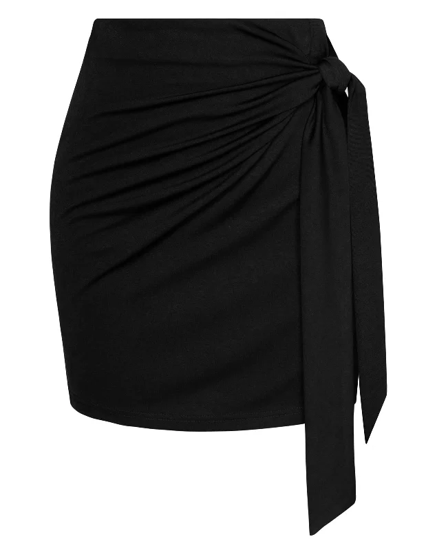 KK Women Plaided Skirt Casual Elastic Waist Mid-Thigh Length Bodycon Skirt