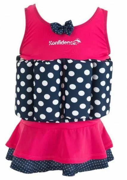 Konfidence float suit - pink polka skirt