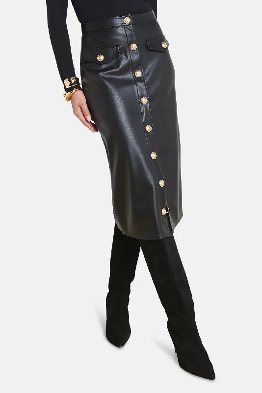 Milann Faux Leather Skirt Black