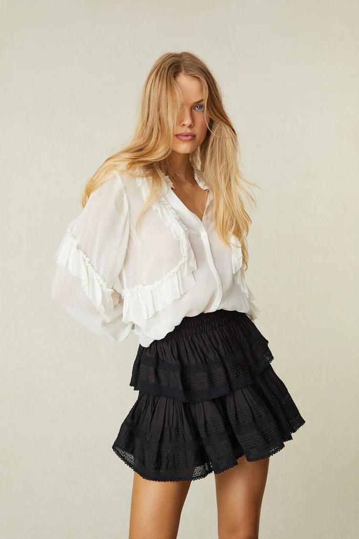 Ruffle Mini Skirt Black