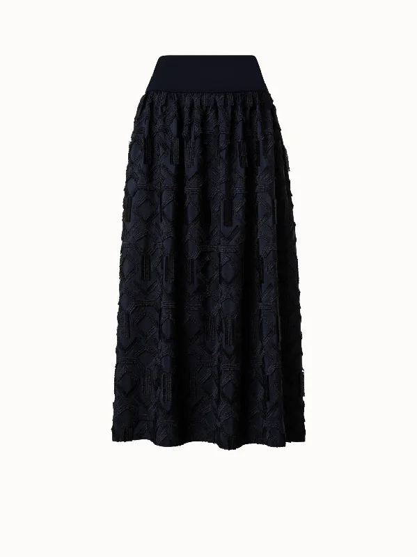 Maxi Skirt with Fringe Embroidery