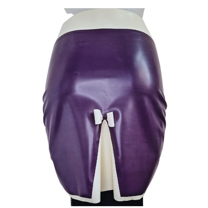 Purple & White Latex Kick Flare Pencil Skirt