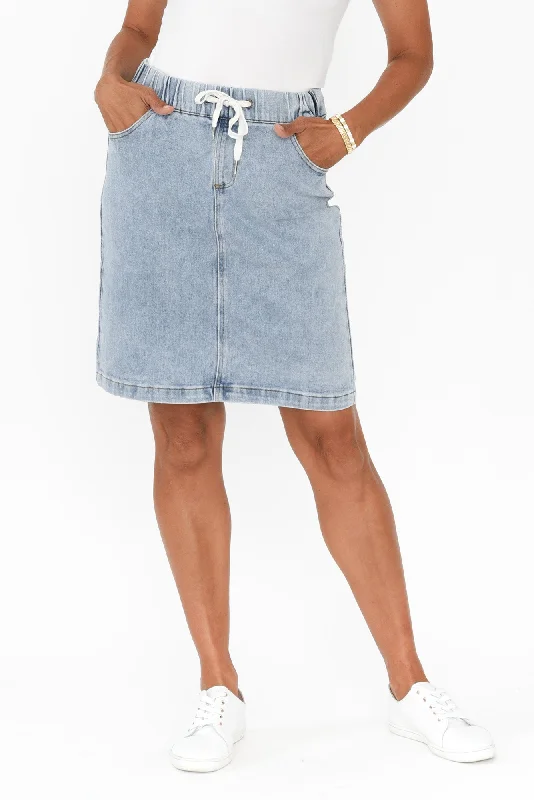 Rio Light Blue Denim Drawstring Skirt