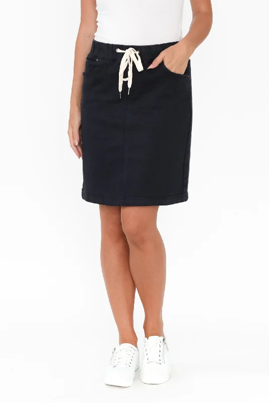 Rio Navy Denim Drawstring Skirt