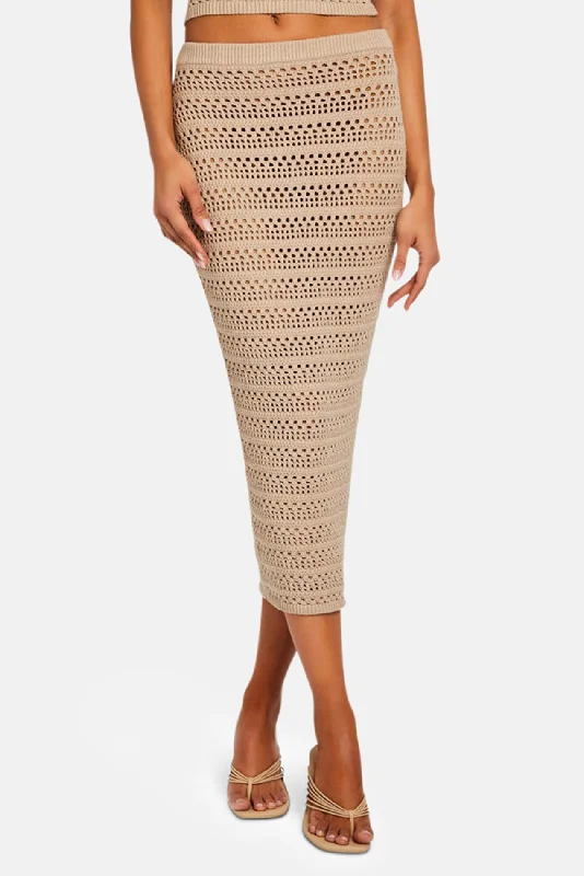 Marjorie Knit Crochet  Maxi Skirt Oxford