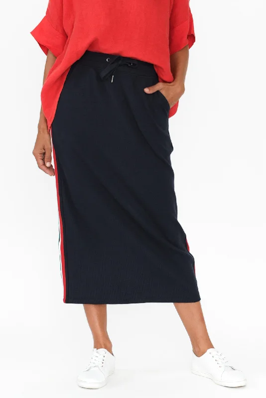 Stabilize Navy Trim Cotton Drawstring Skirt